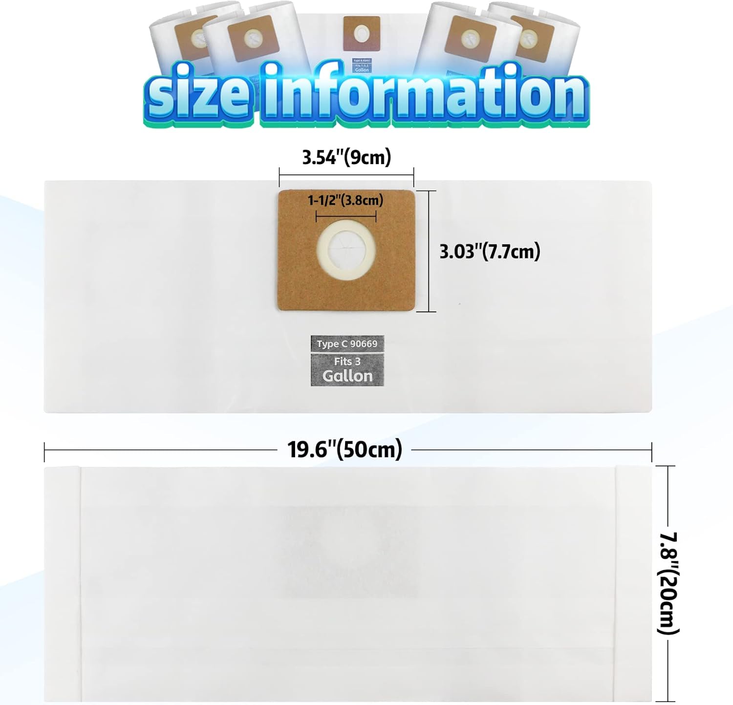 5 PCS Shop Vac Bags 5-8 Gallon Type E/H 90661 90671 Vac Bags by ALYYDBG