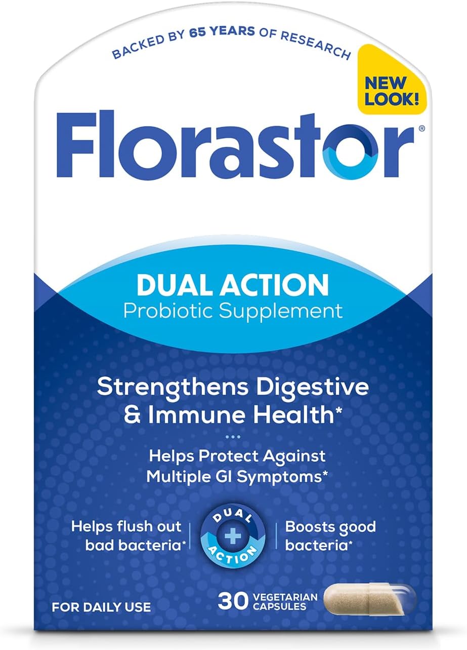 Florastor Probiotic for Digestive and Immune Health, 30 Capsules | Probiotics for Women & Men, Helps Flush Out Unwanted Bacteria, Boosts The Good with Our Unique Strain Saccharomyces Boulardii