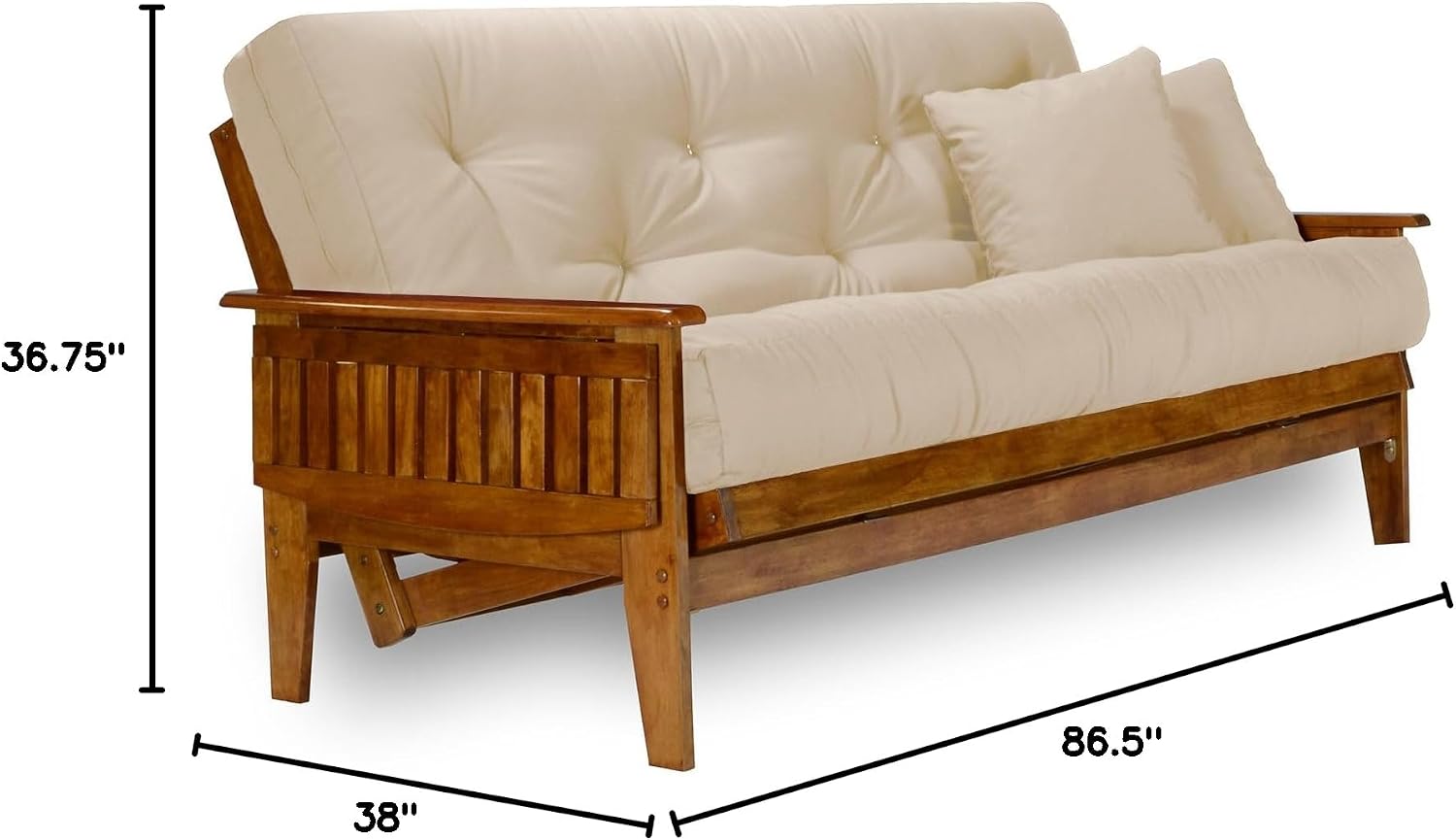 Eastridge Futon Set - Full Size, Frame, 8" Mattress, Twill Black Cover