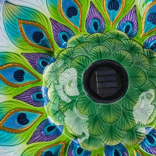 Teamson Home Handpainted Hummingbird Fusion Glass Birdbath Bowl Feeder with Metal Stand for Outdoor Patio Garden Backyard Decking, 21 Inch Height, Purple/Light Blue | Fusion Glass, Metal Stand, Outdoor Patio Garden Backyard Decking, 21 Inch Height