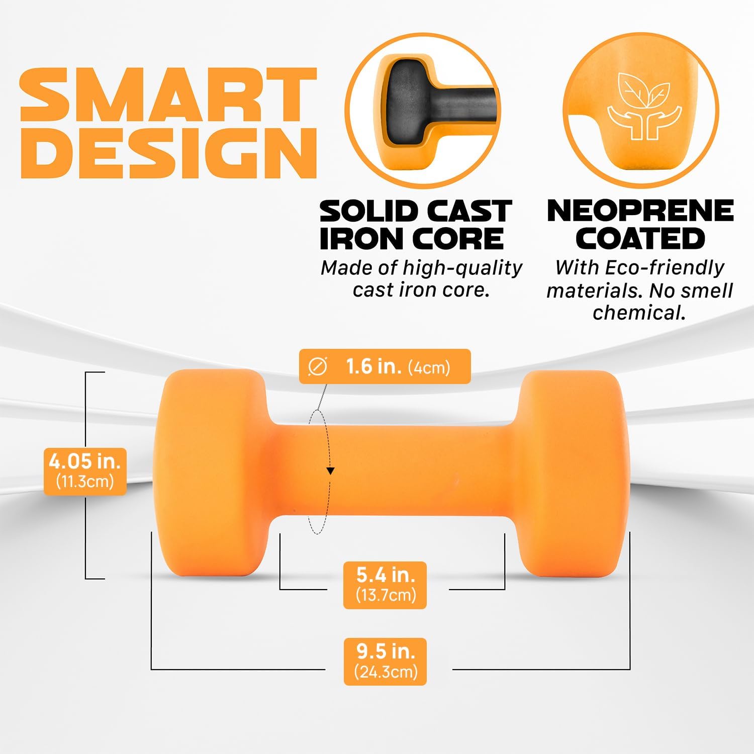 Yes4All Neoprene Coated Dumbbell Hand Weight Sets of 2 - Multiple Weight Options with 15 Colors, Anti-roll, Anti-Slip, Hexagon Shape