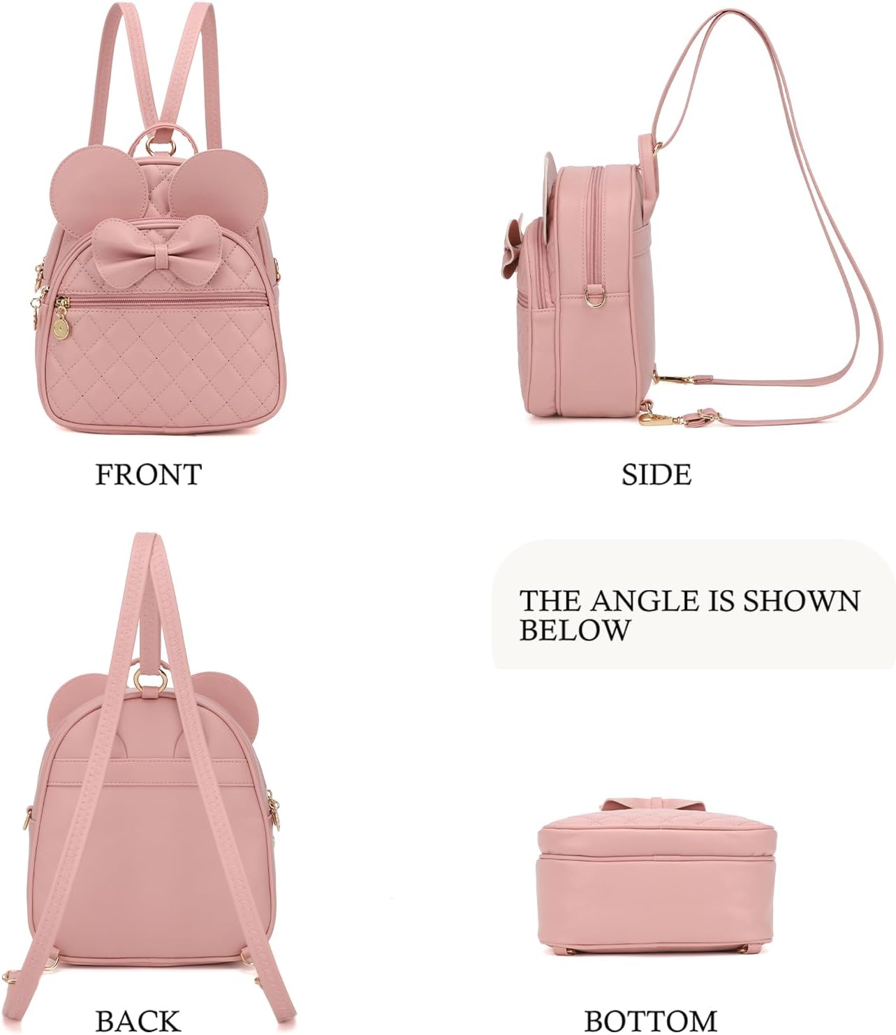 KL928 Girls Mini Backpack Bowknot Polka Dot Cute Small Daypacks Convertible Shoulder Bag Purse for Women