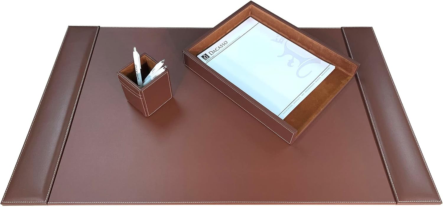 Dacasso Rustic Brown Leather Desk Set, 3-Piece (D3237)