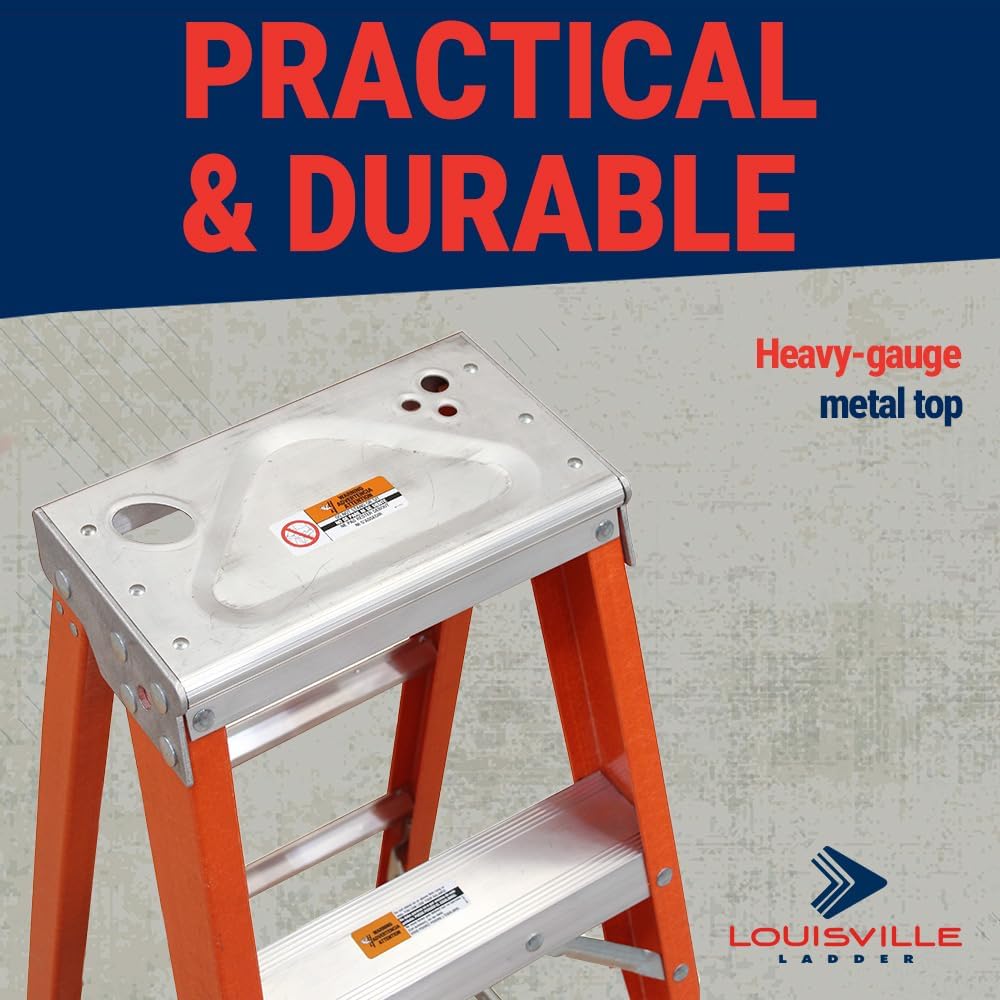 Louisville Ladder 12-Foot Fiberglass Step Ladder, 375-Pound Load Capacity, Type IAA, FS1312HD