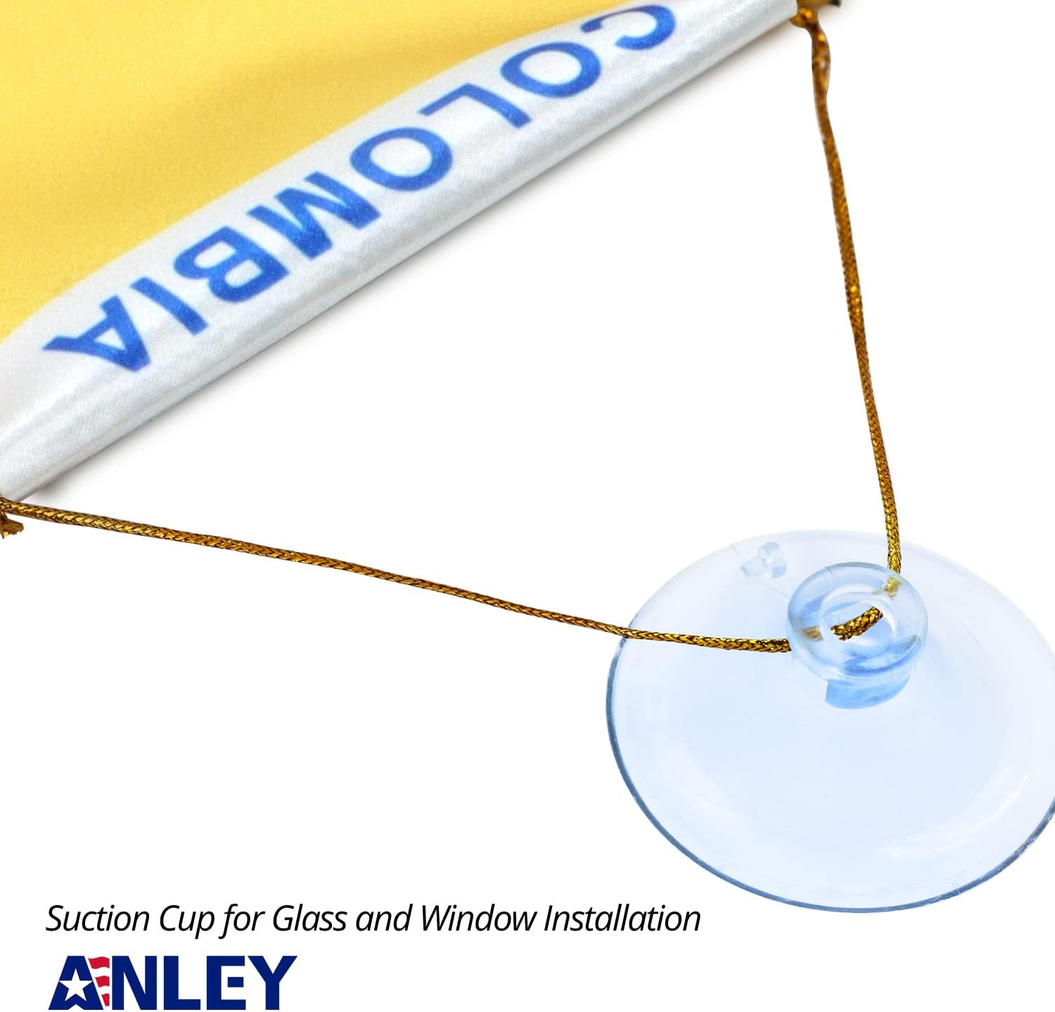 Anley 4 X 6 Inch Nicaragua Fringy Window Hanging Flag - Mini Banner & Car Rearview Mirror Décor - Fringed Nicaraguan Hanging Flag with Suction Cup