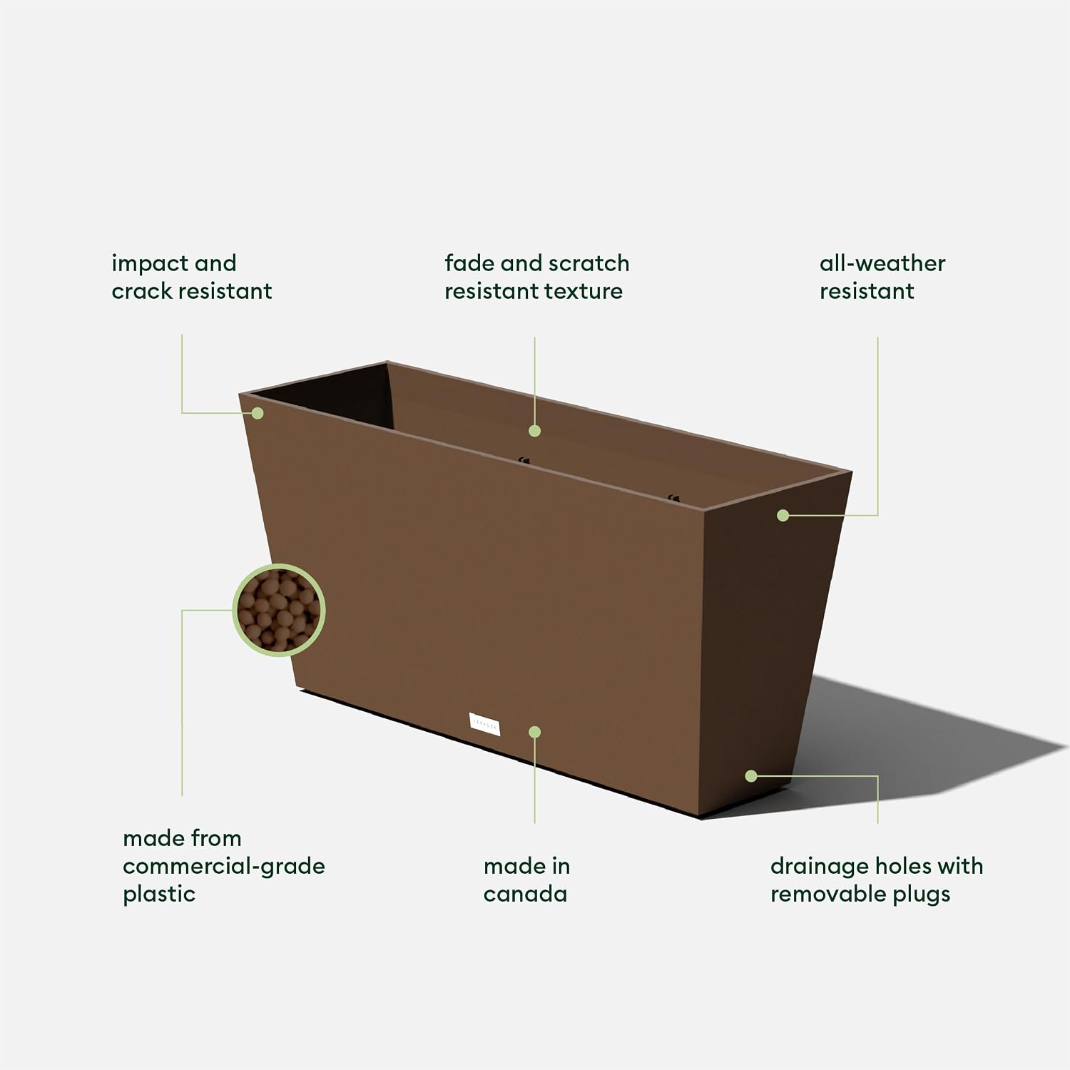 Veradek Pure Series Midori Planter - Wide Outdoor Planter | Made From Durable Plastic With Pre-Drilled Drainage Holes. Modern Porch/Patio Décor for Plants, Flowers and Herbs