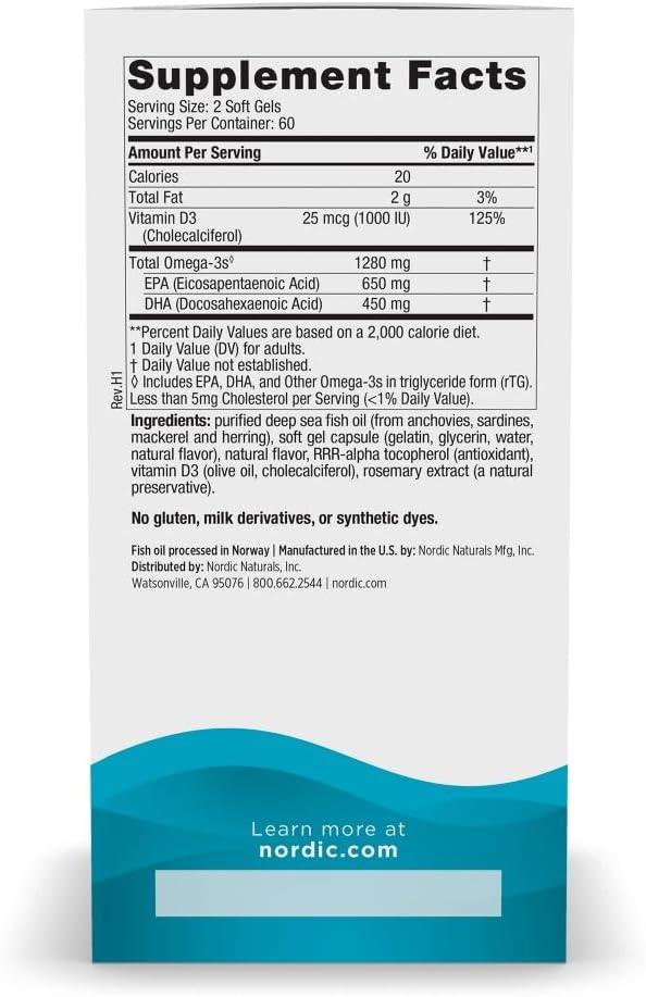 Nordic Naturals Ultimate Omega-D3,1280mg + 1000IU D3, Lemon - 90 Count