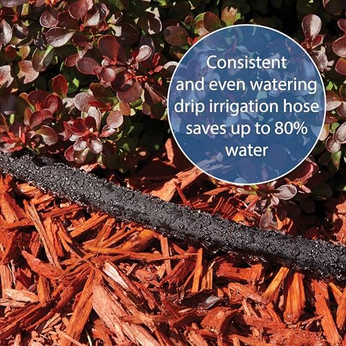 Gilmour 25' Black Flat Weeper Soaker Hose for Garden Beds, Drip Irrigation Outdoor Hose, Flexible Garden Hose for Vegetable Gardens, Flower Beds