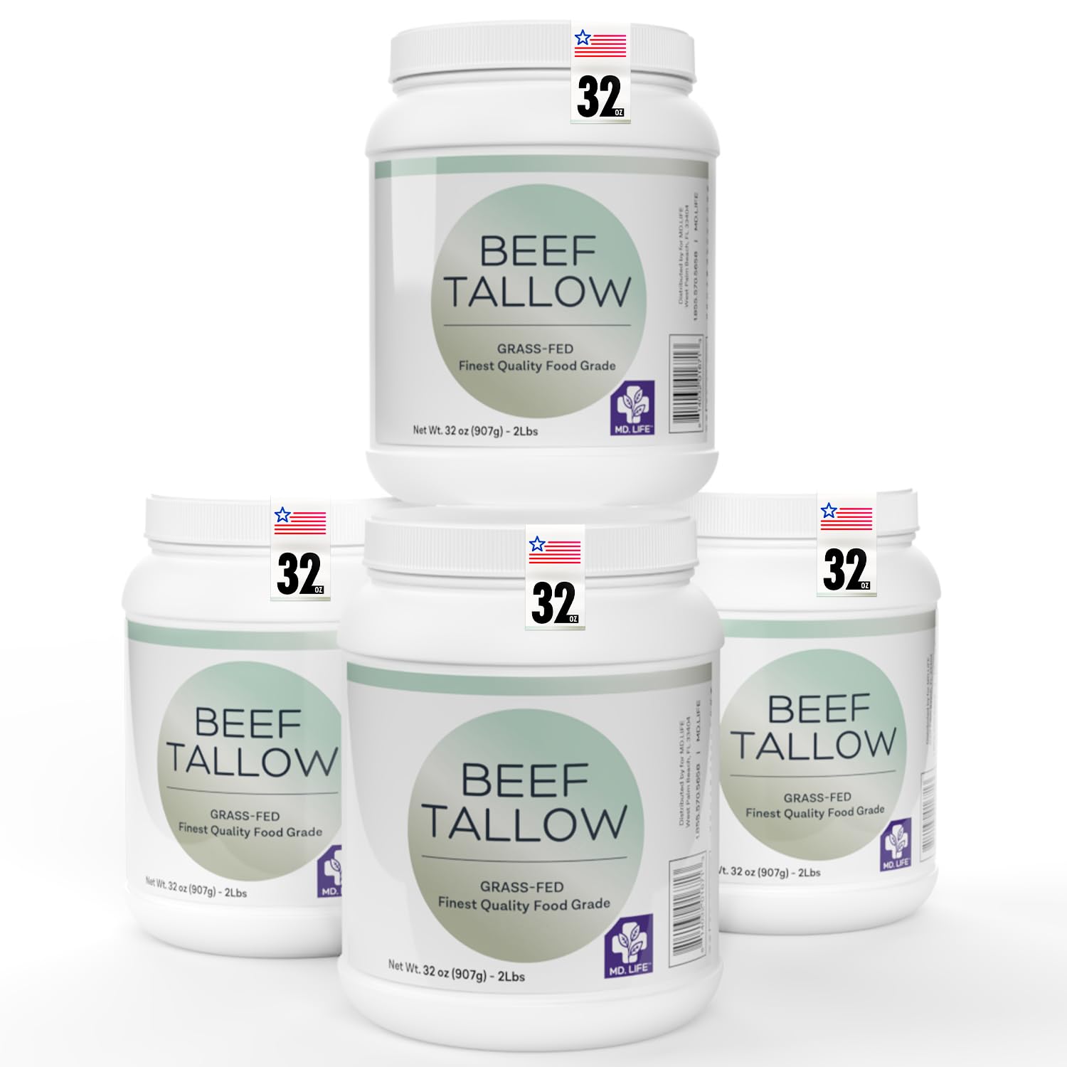 MD. Life Beef Tallow for Cooking - Food Grade Grass Fed Beef Tallow for Cooking Oil Replacement - 28 Ounce - Pasture Raised Keto Friendly Beef Tallow- Used to Make Candles & Soap