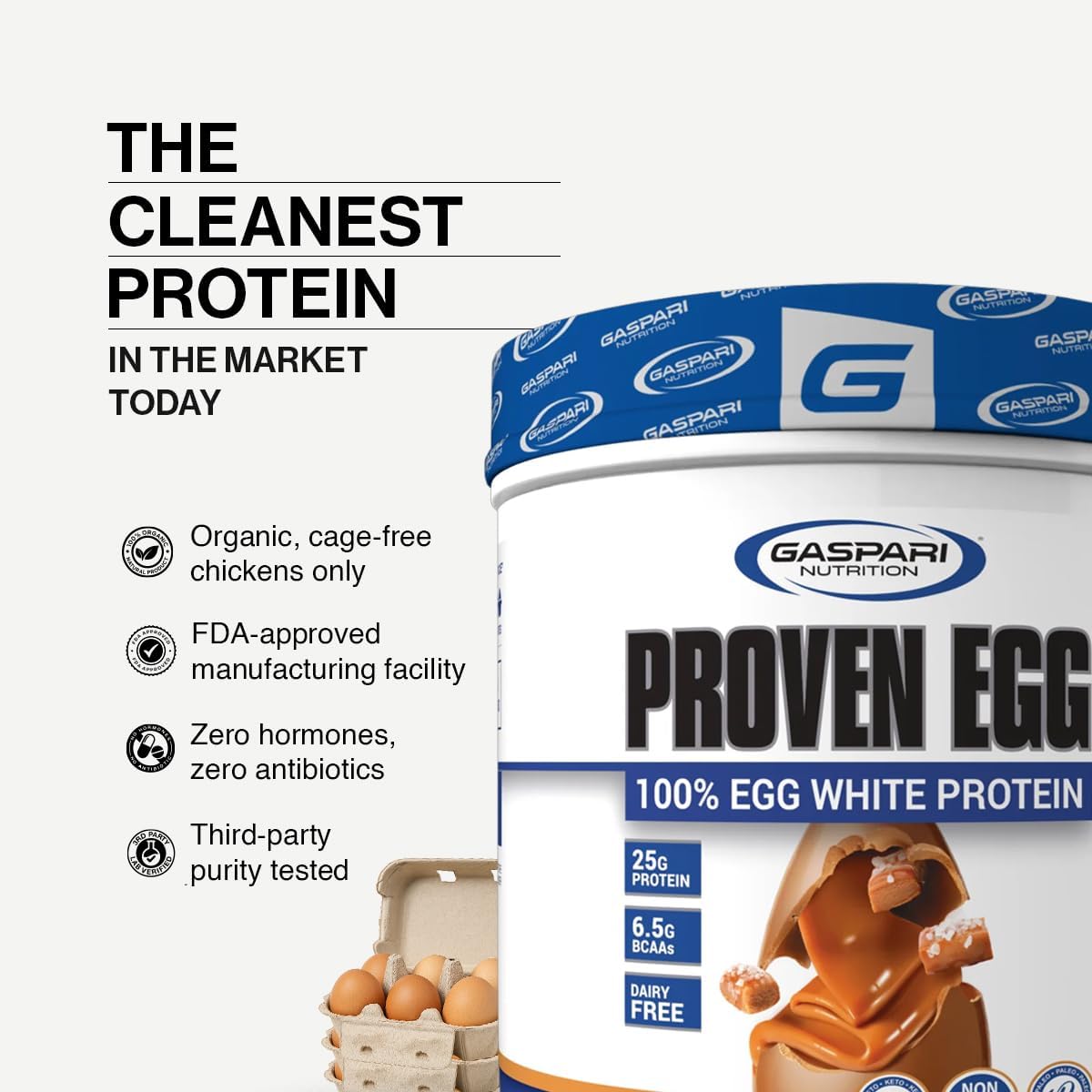 Gaspari Nutrition Proven Egg White Protein Powder, 25g Chocolate Protein Powder, 100% Egg White Protein, Keto Friendly, Dairy and Lactose Free, Soy Free (2 lbs, Chocolate)