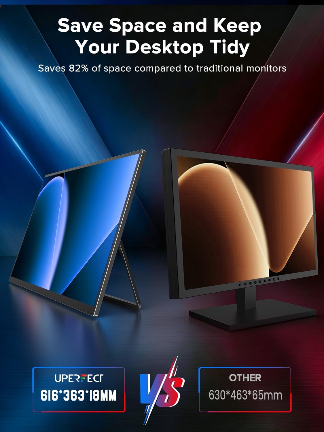 UPERFECT 18.5" 120Hz Portable Monitor, 125% sRGB Large Gaming Monitor