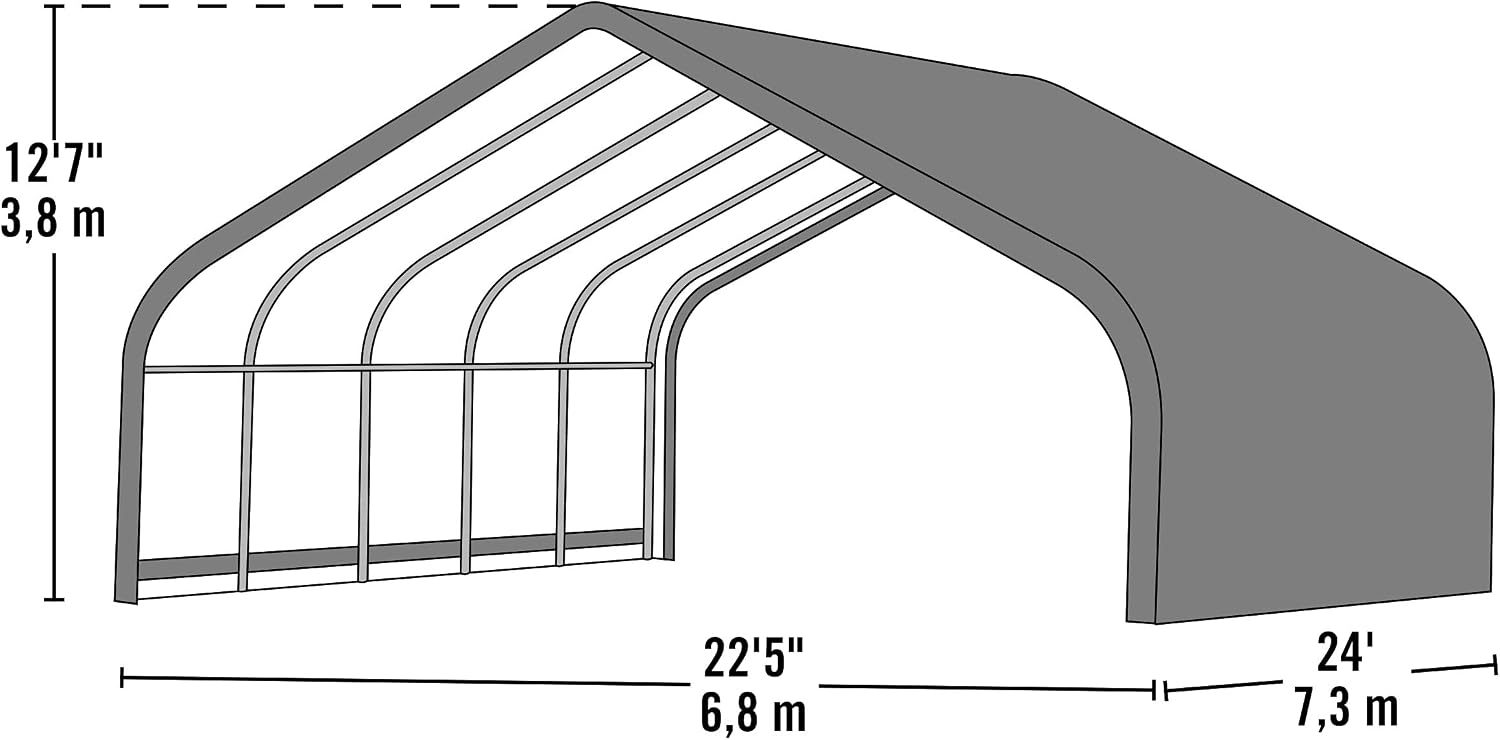 ShelterLogic Peak Style Run-in Shed - Green, 24ft.L x 22ft.W x 12ft.H, Model Number 58542