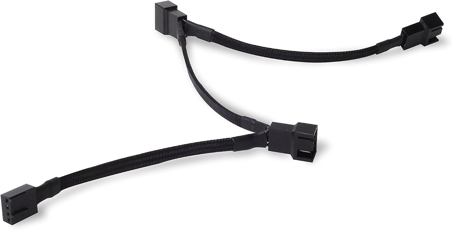 SilverStone Technology SST-CPF02-USA PWM Fan Splitter One to Three in Black Sleeved Design CPF02-USA