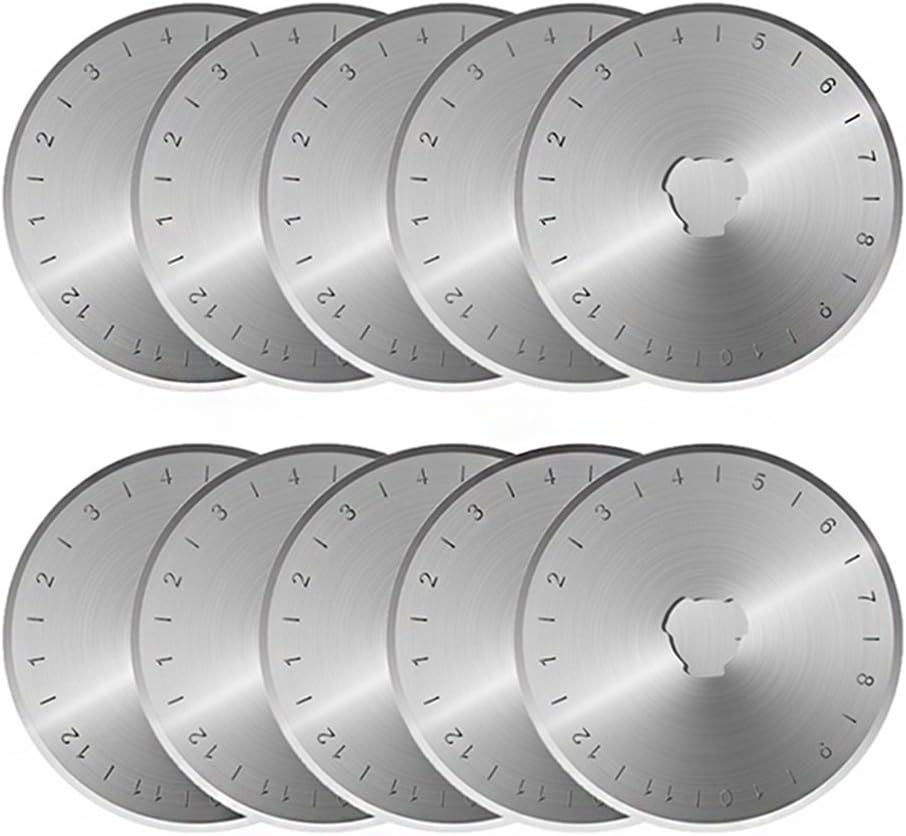 18mm Rotary Cutter Blades 10 Pack, Fits OLFA Rotary Circle Cutter Replacement for Quilting Scrapbooking Sewing Arts&Crafts, Sharp and Durable (18MM)