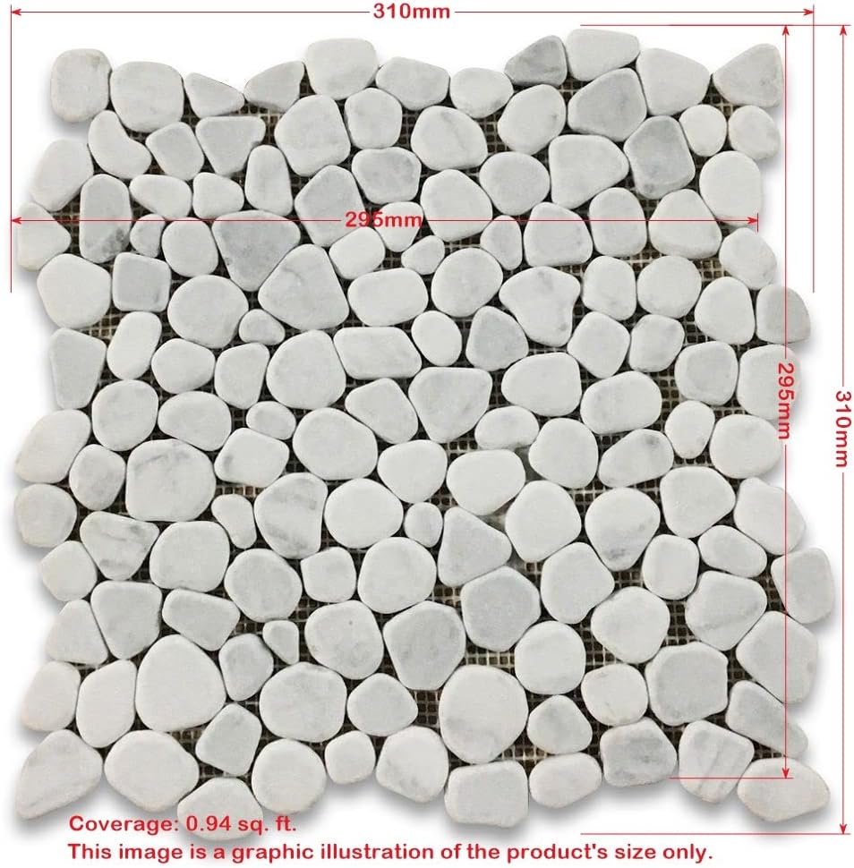 Carrara Mix Cinderalla Grey Marble River Rocks Pebble Stone Mosaic Tile Tumbled Kitchen Bath Wall Floor Backsplash Shower (1 Sheet)