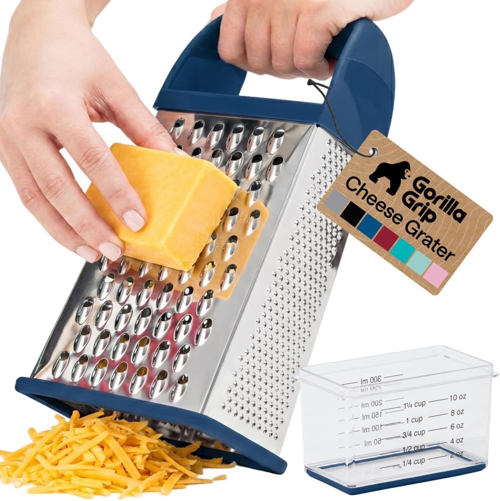 GORILLA GRIP® XL 4-Sided Stainless Steel BPA-Free Cheese Grater, Black
