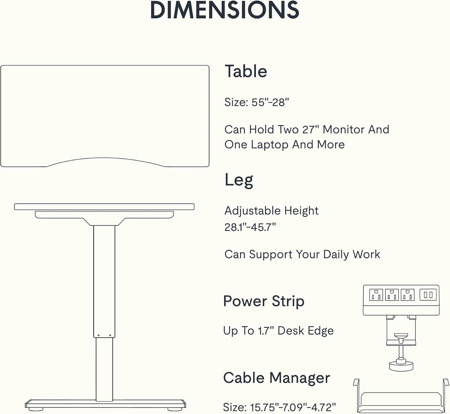 FLEXISPOT EN2 48"x24" Standing Desk with Power Strip Bundle, Black