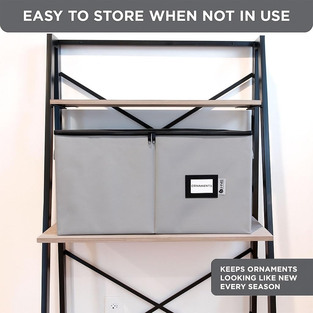 Christmas Ornament Storage Container with Dividers - Box Stores Up to 54 Ornaments, Zippered, Convenient, Adjustable