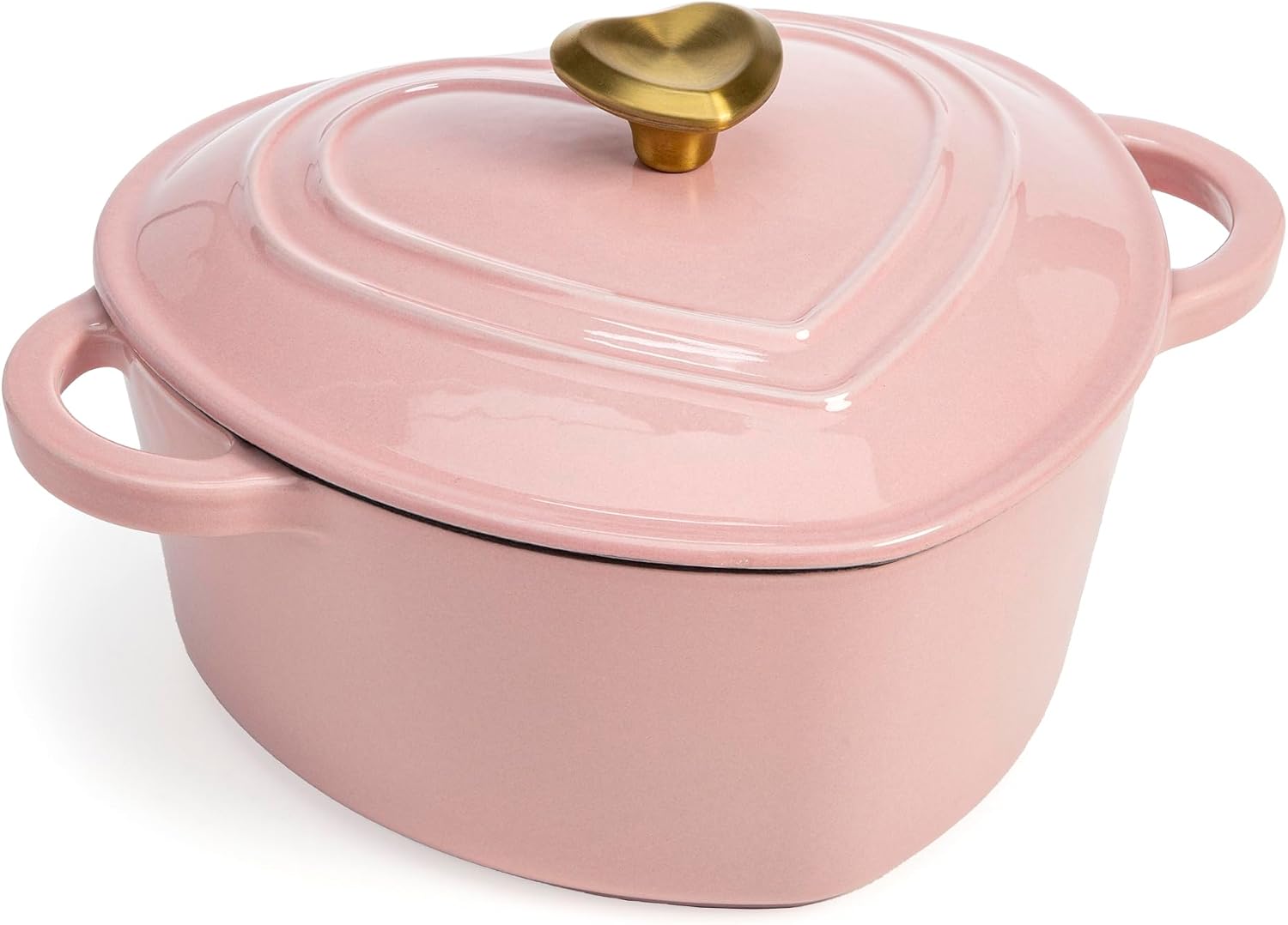 Paris Hilton Enameled Cast Iron Dutch Oven Pot with Lid, Heart-Shaped Dutch Oven, Durable Cast Iron Pot with Dual Handles, Oven Safe to 500°F, Works on All Stovetops, 2-Quart, Cream
