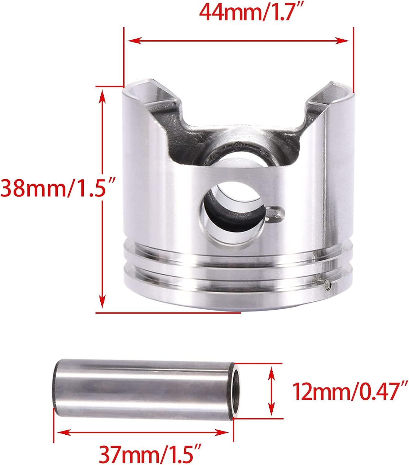 WOOSTAR 44mm Big Bore Cylinder with Piston Ring Kit Replacement for 2 Stroke 43cc 47cc 49cc Scooter Mini Pocket Bike
