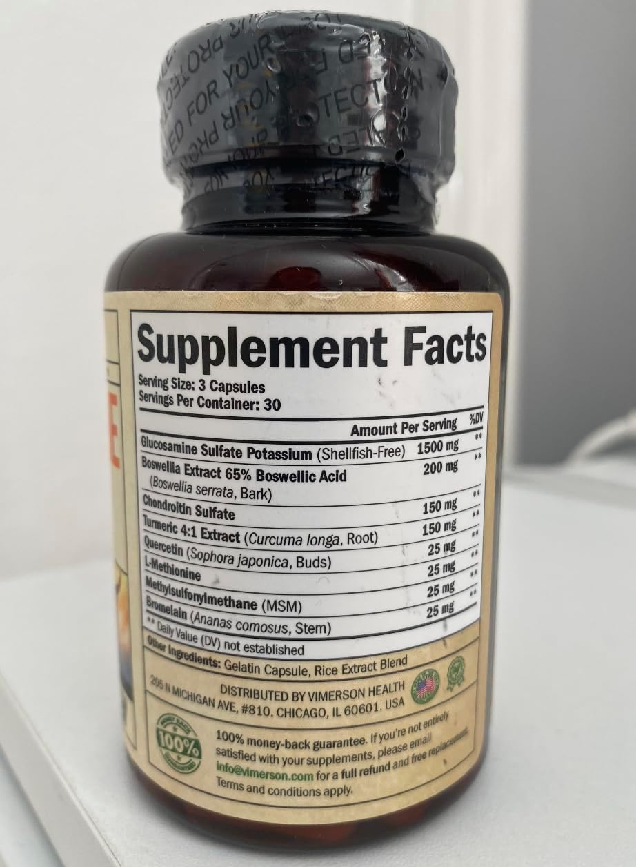Glucosamine Chondroitin MSM – Joint Support Supplement for Women and Men with Glucosamine Sulfate 1500 mg, Chondroitin and MSM – for Cartilage, Joint Health and Flexibility – 90 Capsules