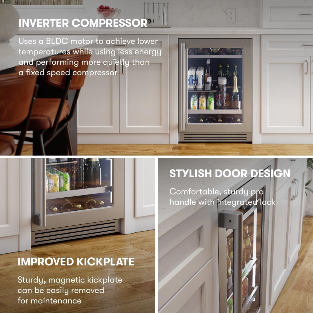 Zephyr Presrv 15 Inch Slim Wine Fridge Beverage Refrigerator Under Counter