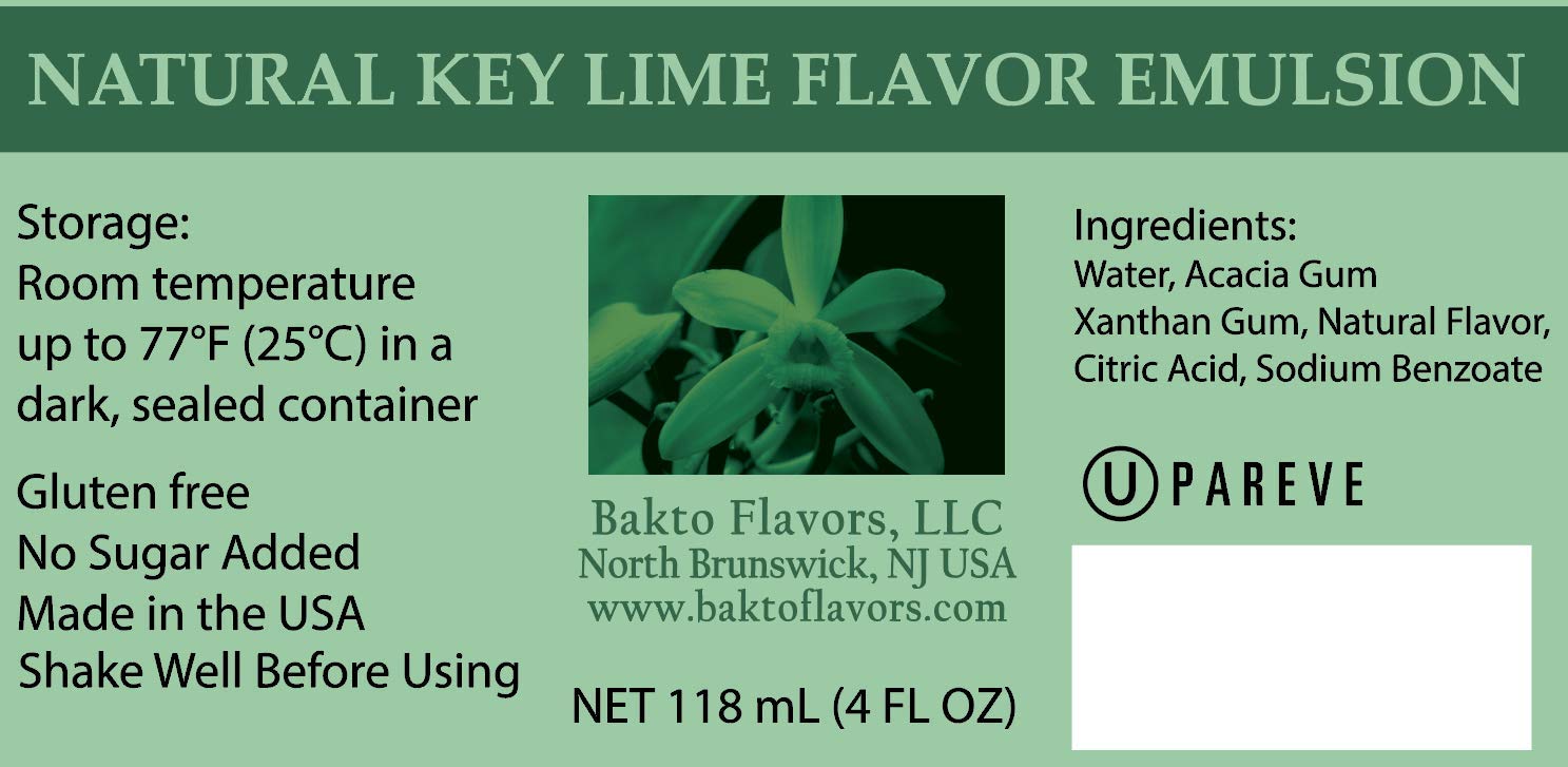 Bakto Flavors Natural Key Lime Flavor Emulsion, 4 Fluid Ounces