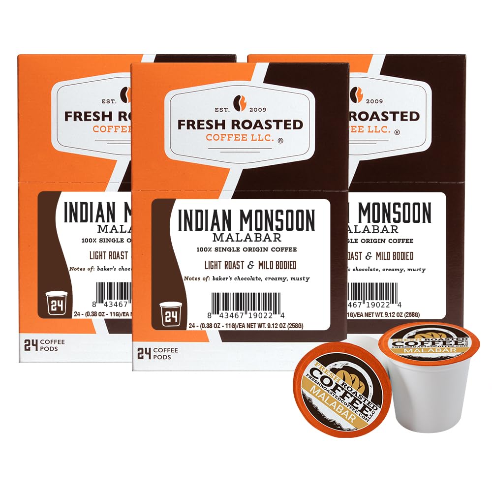 Fresh Roasted Coffee, Organic Colombian K-Cup Pods for Keurig Brewers, Medium Roast, USDA Organic, Kosher, 24 Count (Pack of 3)