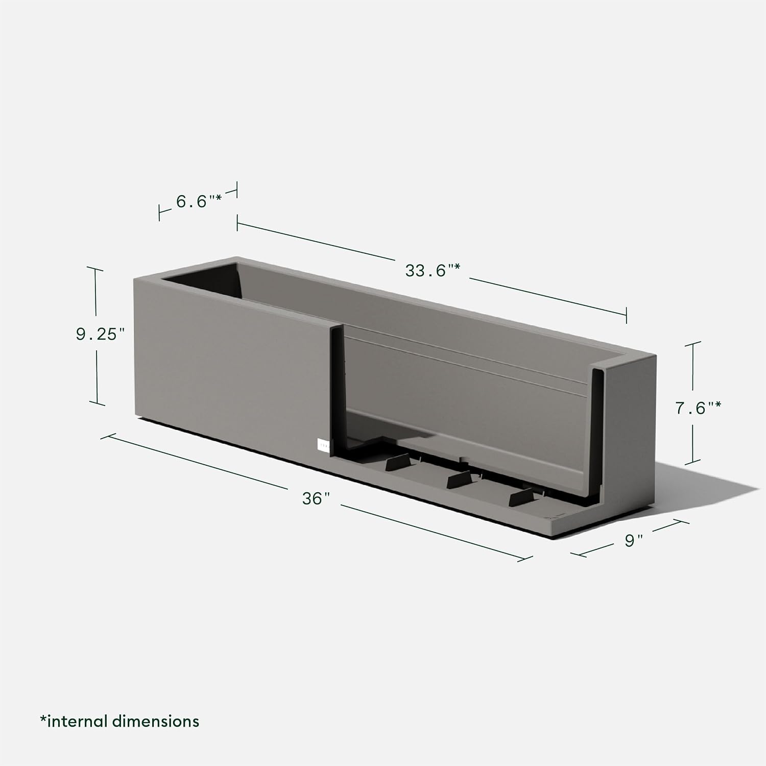 Veradek Block Series Trough Planter - Rectangular Outdoor Window Box | Made From Durable Plastic With Double-Walled Construction. Modern Patio/Tabletop Décor for Plants and Flowers