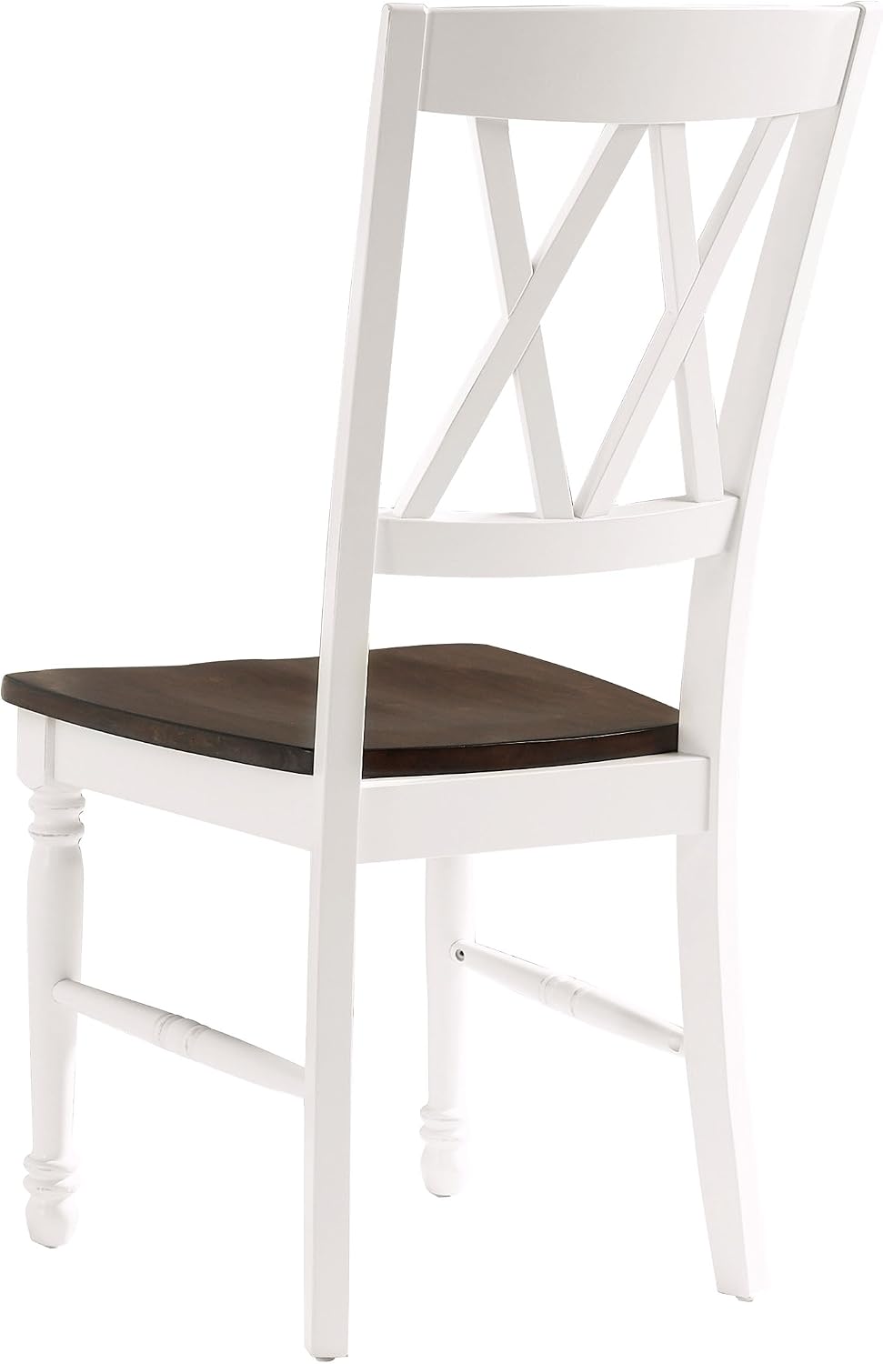 Crosley Furniture Shelby Traditional Wood X-Back Dining Room Chairs Set of 2, Kitchen Chair, Distressed White