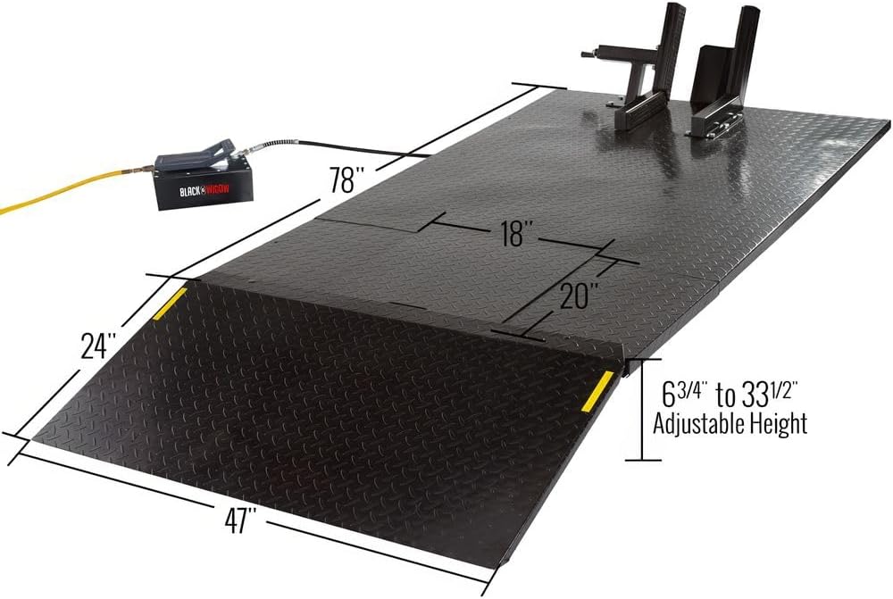 Black Widow Motorcycle Lift Table, Air Over Hydraulic, 1,500 lb, 33.5" High
