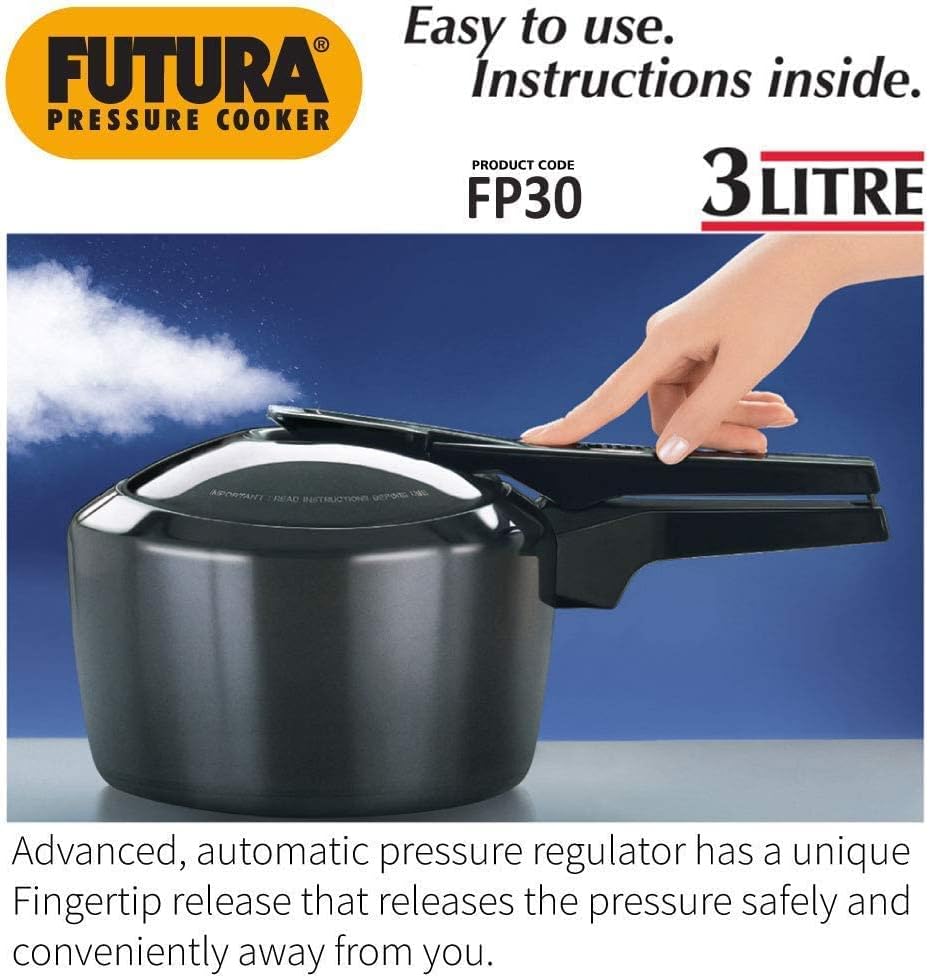 Hawkins Futura 5 Litre Pressure Cooker, Hard Anodised Inner Lid Pressure Cooker, Pan Cooker, Black (FP50)