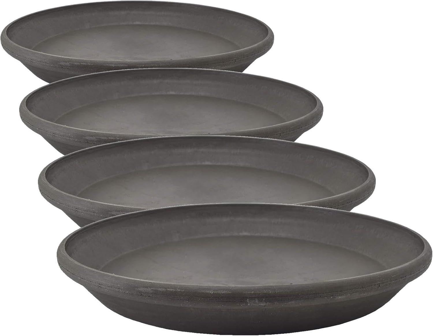PSW Pot Collection AP25DC 10-inch Plastic/Stone/Wood Composite Plant Saucer Drip Tray – No Drainage Hole (Drillable), Indoor/Outer Water Tray, Dark Charcoal