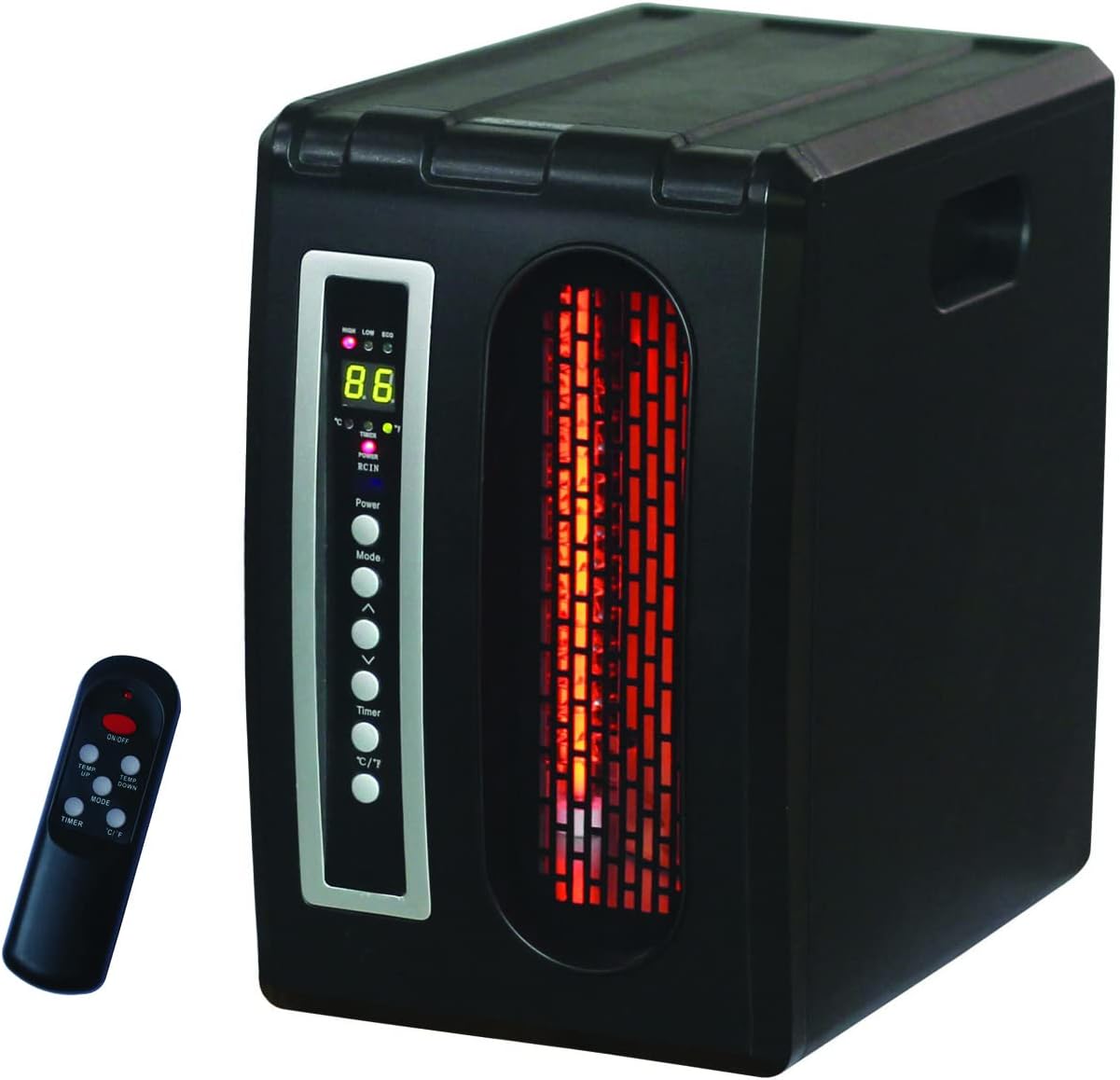 Comfort Glow Space Heater, Portable Quartz Heater with Remote - QDE1320 | 3 Infrared Quartz Elements Space Heater for Indoor Use, 1500 Watts