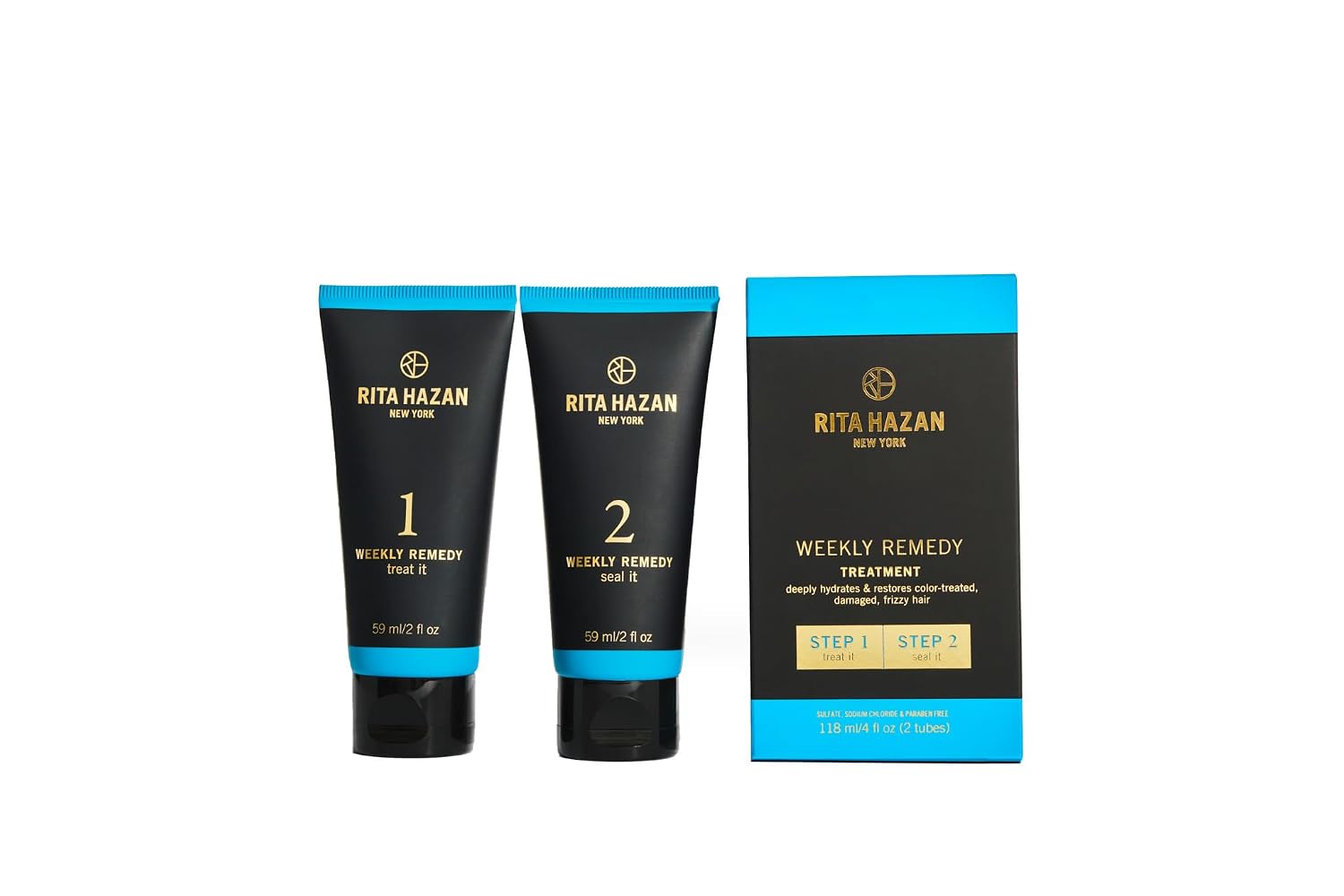 Rita Hazan Two Step Weekly Remedy Cream Kit - Deeply Hydrating & Restorative for Color Treated Hair - Hair Cream for Frizzy Hair - Hair Treatment