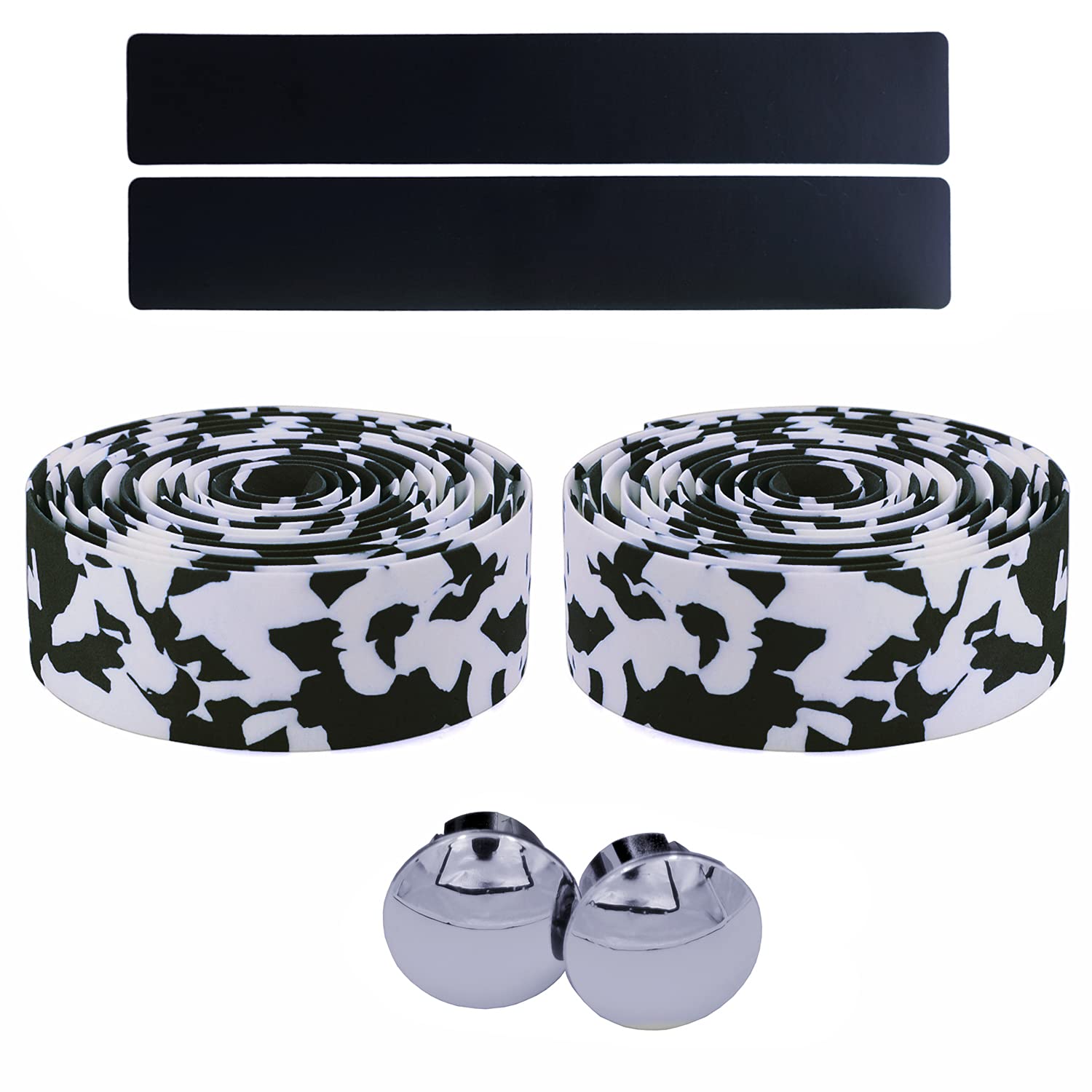 KINGOU White & Blue Camouflage EVA Road Bike Handlebar Tape Cycling Bar Tapes - 2PCS Per Set