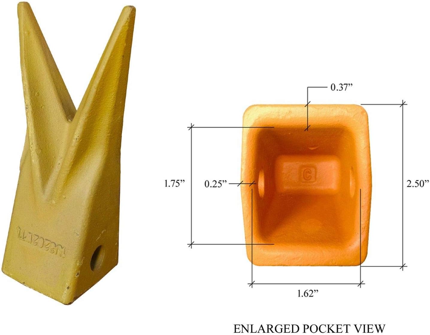 Backhoe Bucket Cat Style Tiger Teeth with pins & retainers, Set of 4, 1U3202WTL