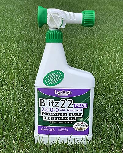 Live Earth Products Blitz 22 Plus Premium Turf Fertilizer, 22-0-0 with Humic Acid, 32 Fl. Oz.