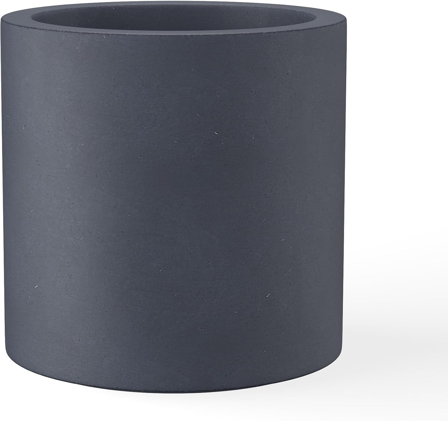 Kante Large Round Cylinder Charcoal Concrete Planter 15.8" Tall, Outdoor