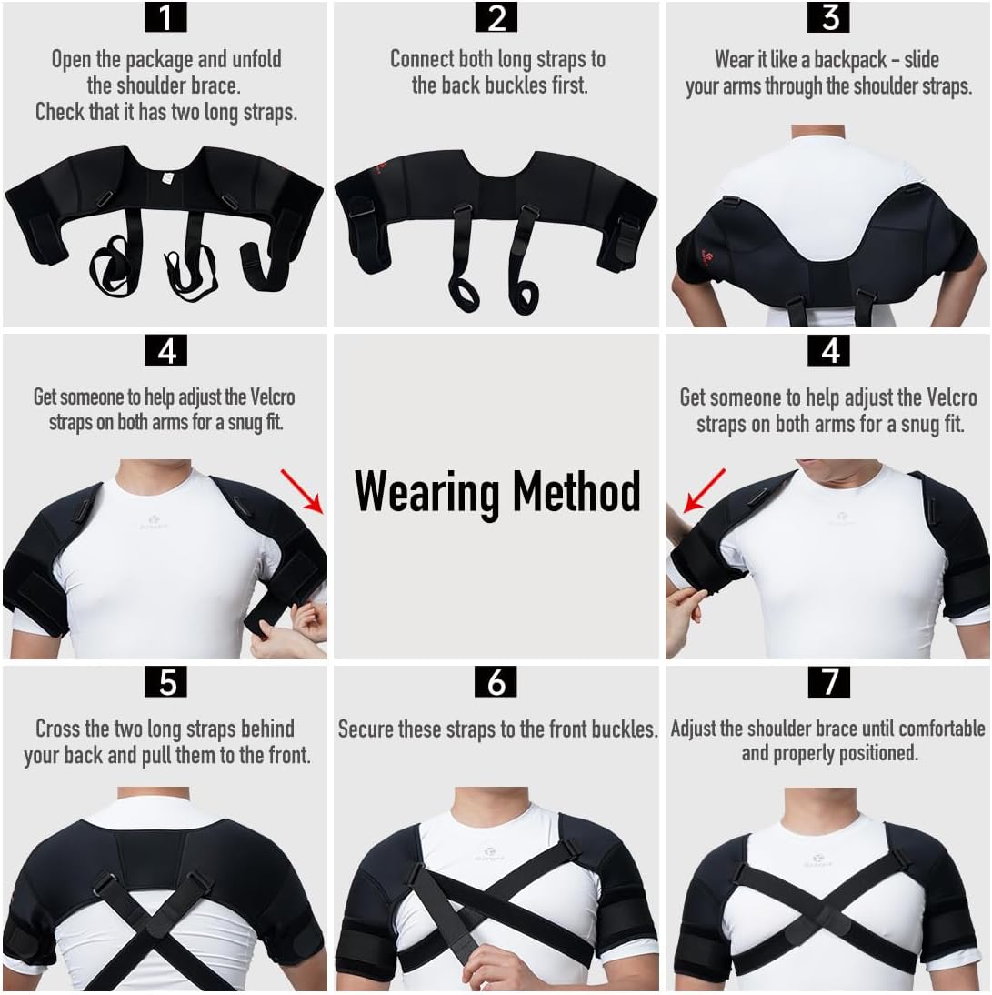 Double Shoulder Support Brace Strap Wrap Neoprene Protector,L