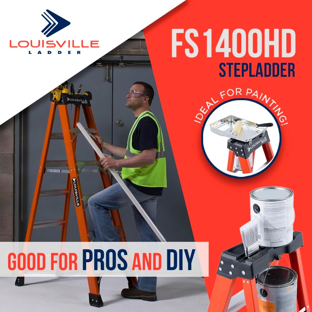 Louisville Ladder 6-Foot Fiberglass Step Ladder, 375-Pound Load Capacity, Type IAA, FS1406HD