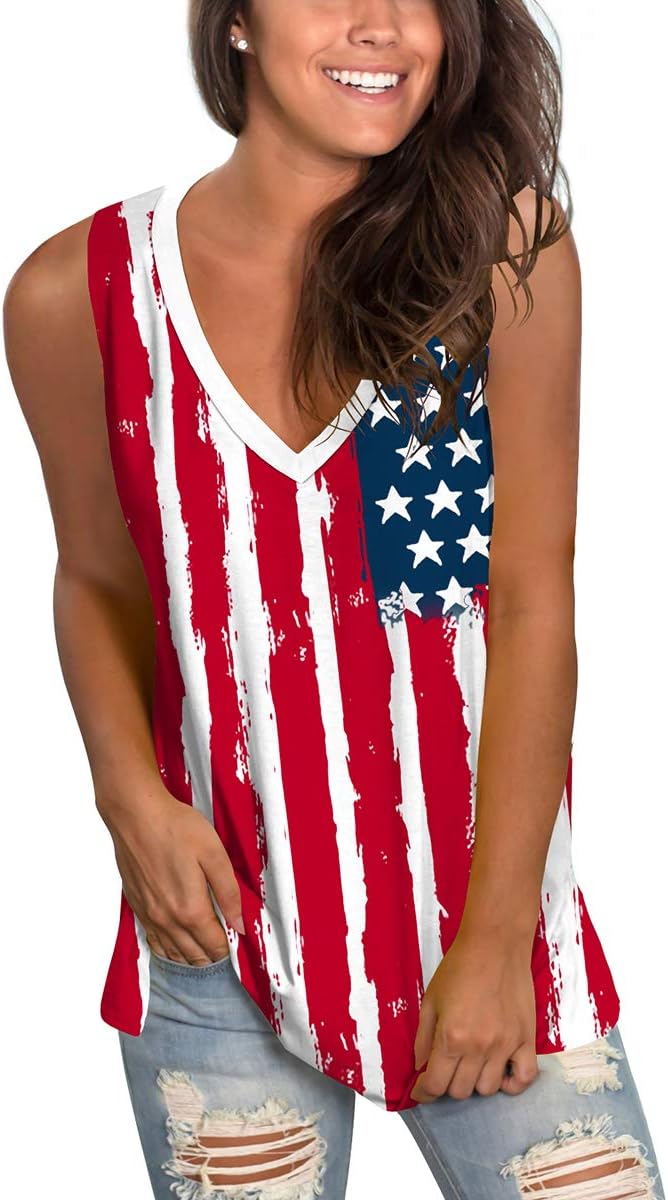 Sampeel Womens Summer Tank Tops Basic Tanks V Neck Sleeveless T Shirts Side Split