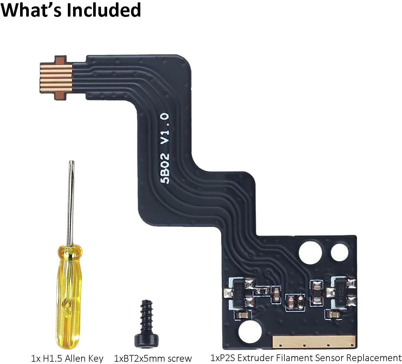3D Printer Extruder Filament Sensor Replacement for Bambu Lab P2S | Hall Switch Board Assembly with FPC cable & H1.5 Allen Key for Precision Runout