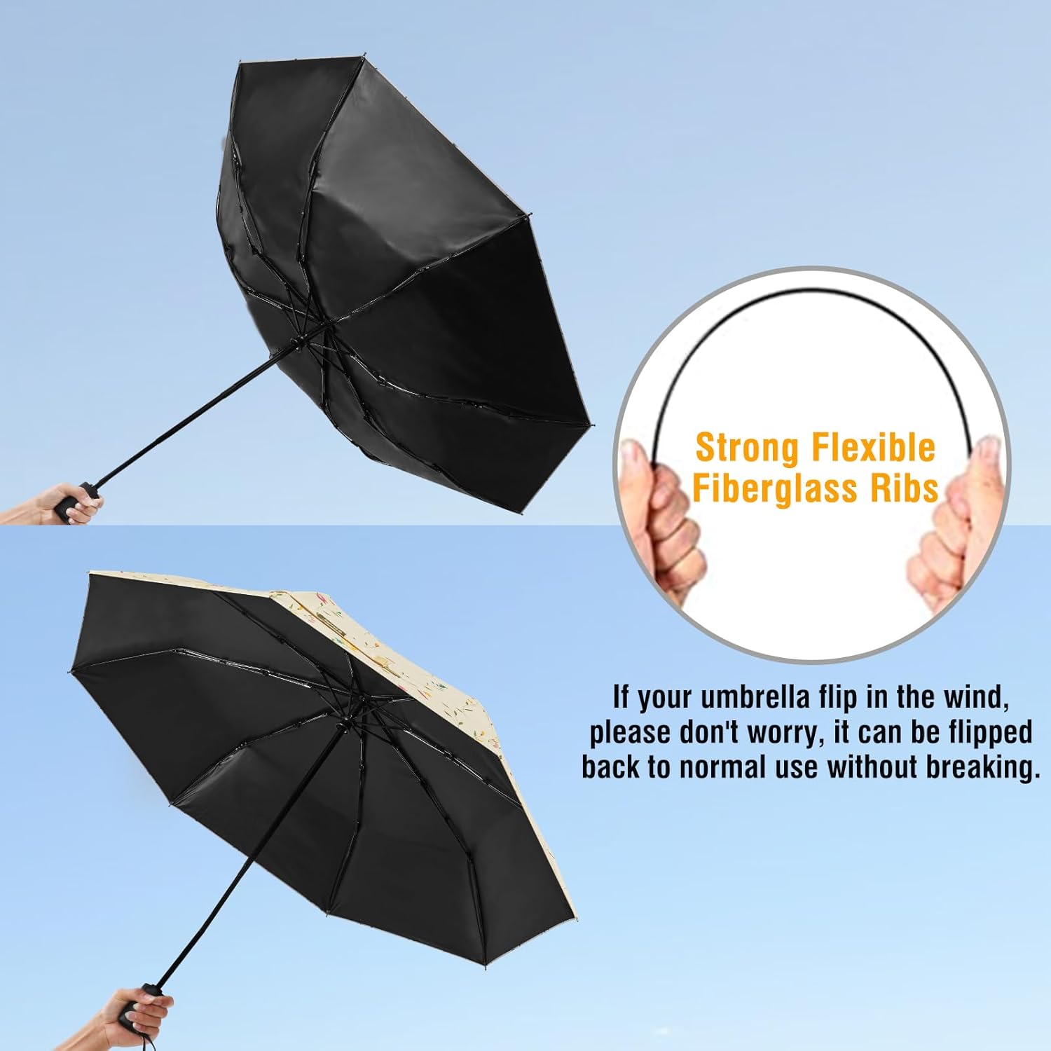 G4Free UPF 50+ UV Protection Travel Umbrella 42/46 Inch Auto Open Close