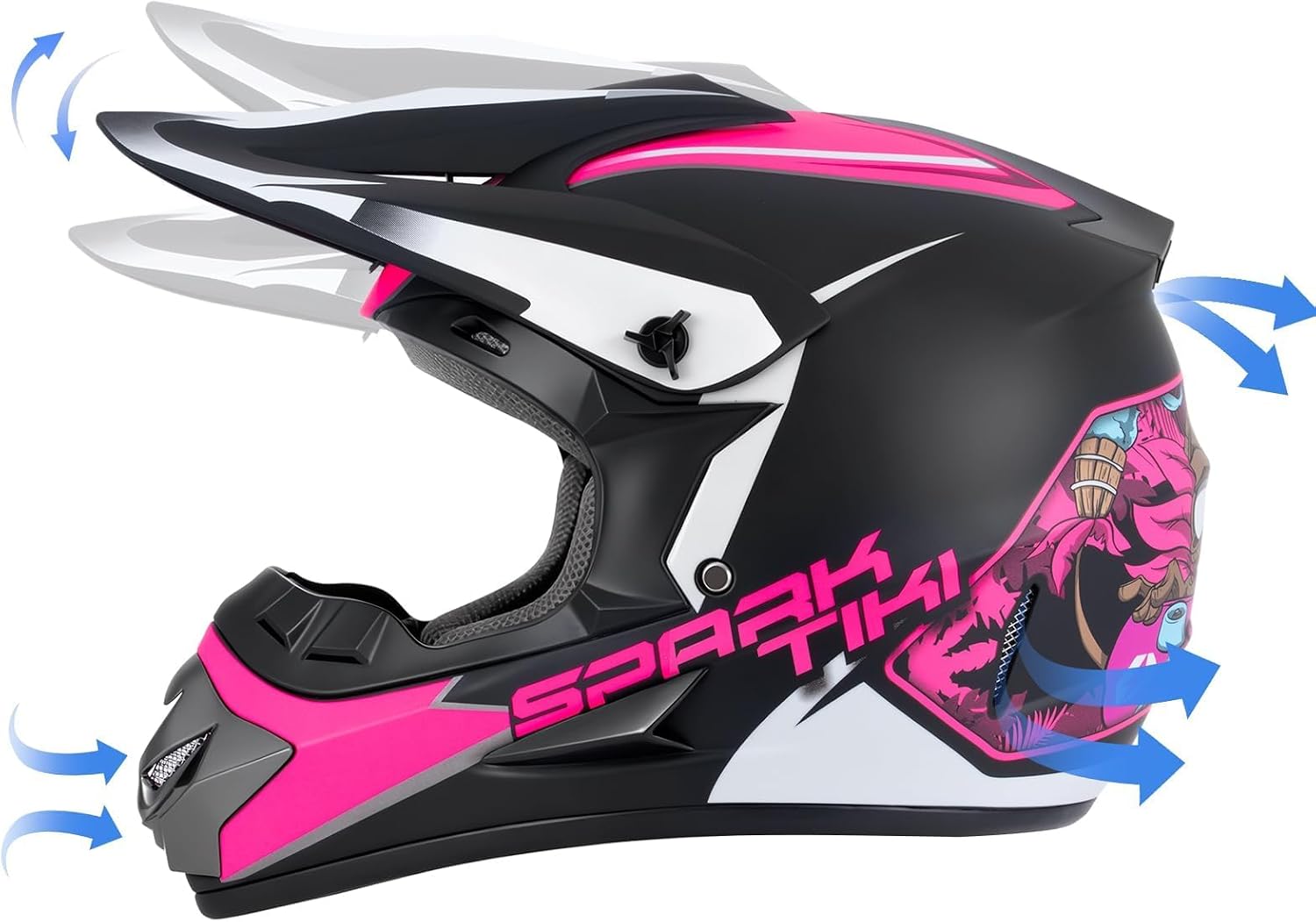 Youth Kids Dirt Bike Motocross Helmet DOT Approved Cool Tiki Graphic