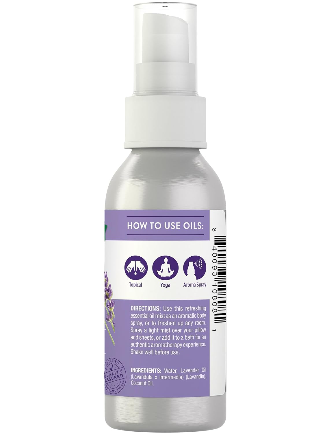 Nature's Truth Lavender Essential Oil Spray | 2.4 fl oz | Room Aroma Mist, Topical Use, & Yoga | Room Aroma Mist, Topical Use & Yoga