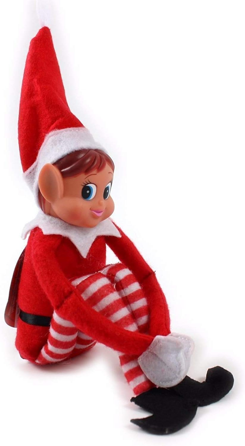 Glow Set of 2 Naughty Little Xmas Elves - Playful Elf Figure with Soft Body, Vinyl Face, Hook and Loop Grip Elves Behavin’ Badly Christmas Family Elfie Elvie Toy Boy Girl