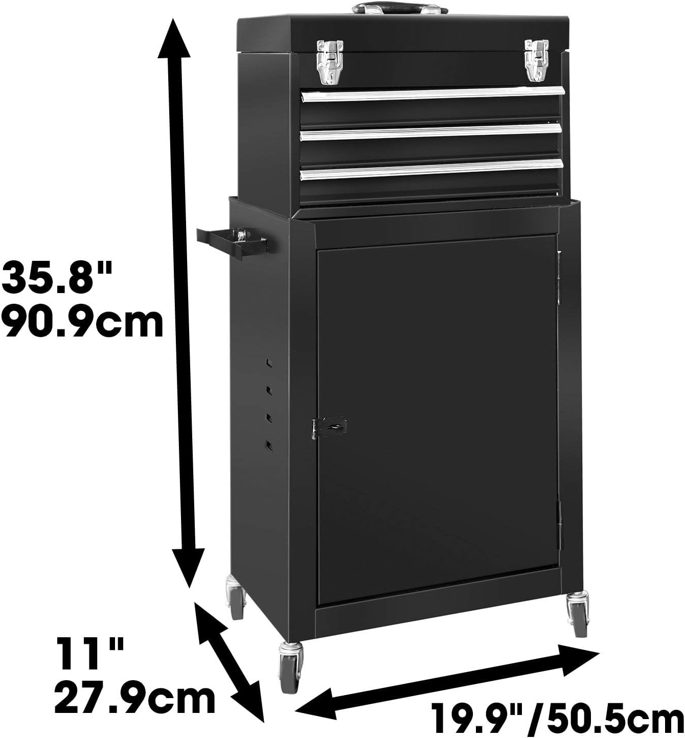 Road DAWG ATBT1204D-BLACK Torin Rolling Garage Workshop Tool Organizer: Detachable 4 Drawer Tool Chest with Large Storage Cabinet and Adjustable Shelf