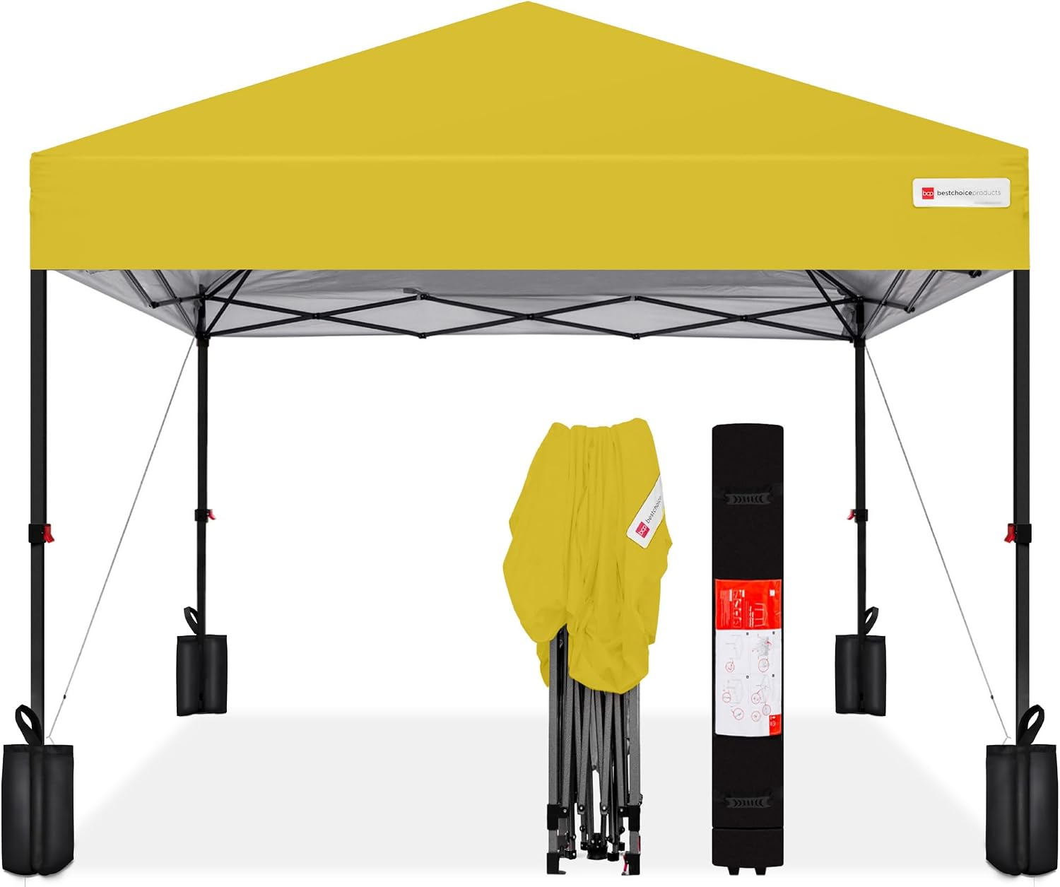 Best Choice Products 10x10ft Pop Up Canopy Tent, Outdoor Shade, 1 Person 1 Minute Set Up, Carry Case, 4 Weight Bags - White