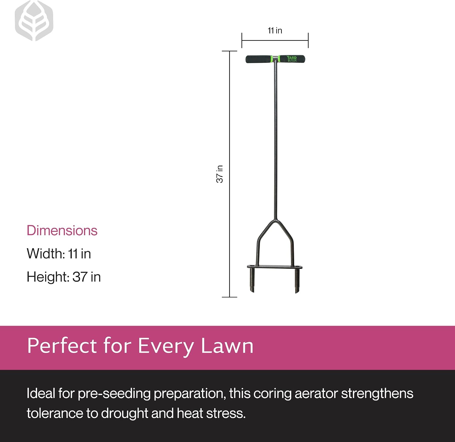 Yard Butler Manual Lawn Coring Aerator, ID-6C - Lawn Care Tool for Aerating - Long-Handled - Power-Coated Steel Construction - Comfortable Cushioned Handles Garden Tool - Easy to Use | Long-Handled Aerator, Powder-Coated Steel Construction, Cushioned Han…